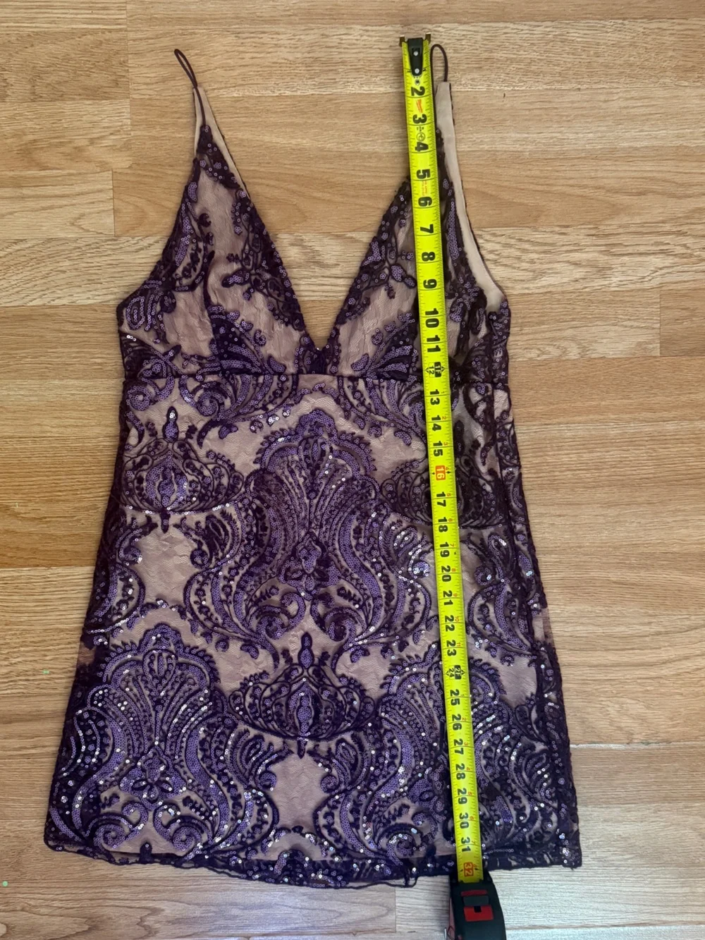 Free People Purple Night Shimmers Sequin Lace Mini Dress